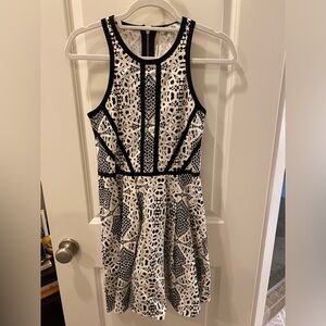 Parker Black & White Patterned Dress